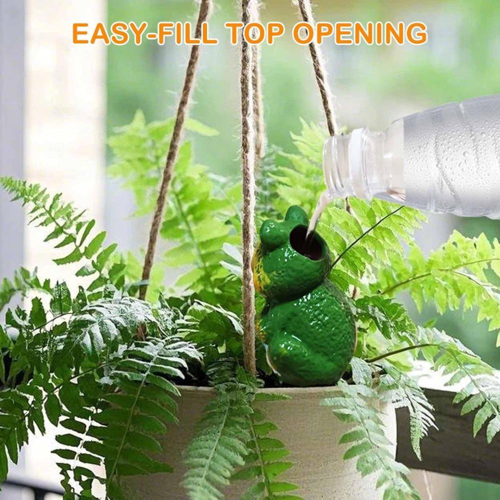 4pcs Realistic Frog Terracotta Watering Spikes 100ml Self-Watering Terra Cotta Plant Spikes for 2-3 Days Secret Garden Guardians Gift for Plant Lovers