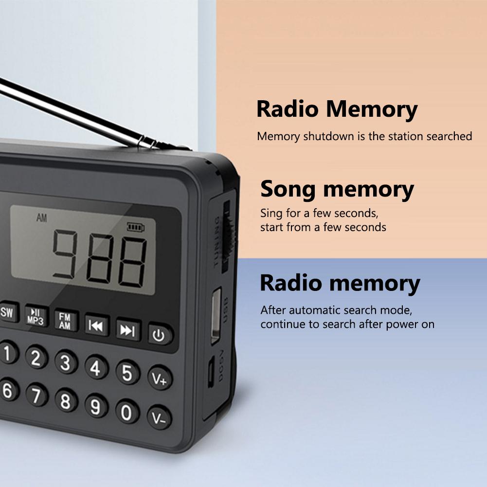FM/AM/SW Portable Radio Dual Antenna Full Band Radio Receiver Speaker LED Digital Display 2.1 Channel Support USB Stick/TF Card