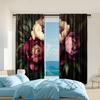 2 Pcs   Versatile Polyester Transparent Curtains for Home Decoration Romantic Peony Floral for Use In Bedrooms and Living Rooms