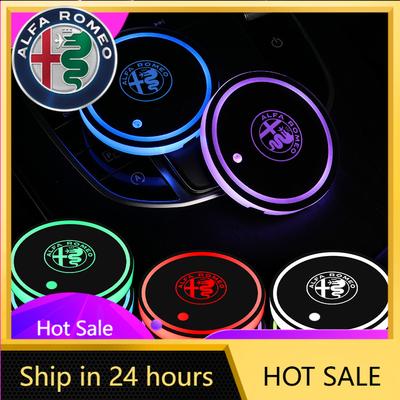 Car Stickers For Alfa Romeo 2PC 7 Colors LED Car Cup Holder Glow Coaster Water Coaster for Alfa Romeo 159 Giulietta Mito 147 Giu