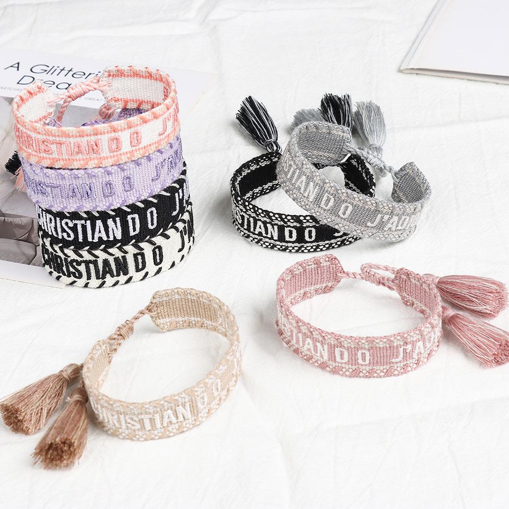 European-Style Adjustable Friendship Bracelet for Women – Handmade Woven Tassel Wristband