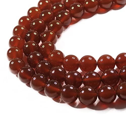 

[Set of 3] Deep Red Agate Round Beads, Natural Stones, Power Stones [Smile Stone] (10mm, 3-Strand Set)