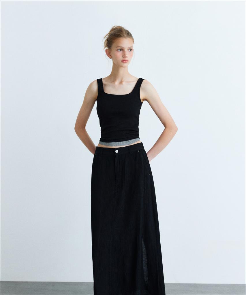 MIXXO Crinkle Back Elastic Maxi Long Skirt_Miwwhg81Aa