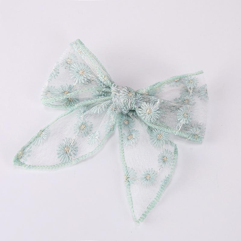 1 Piece Solid Color Elegant Ponytail Decoration Kids Flower Embroidery Lace Bow Hair Clips Hair Accessoreis For Girls