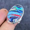 Rainbow Calsilica Gemstone Handmade 925 Sterling Silver Ring Size 8.5 m1Z21