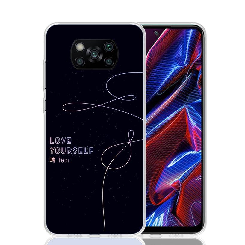 Love Yourself Flower Heart Line Kpop Phone Case For Xiaomi Poco F7 Ultra X7 X6 Pro X5 Redmi 15 15C 13 13C 12 12C 10 10A 10C 9 9A