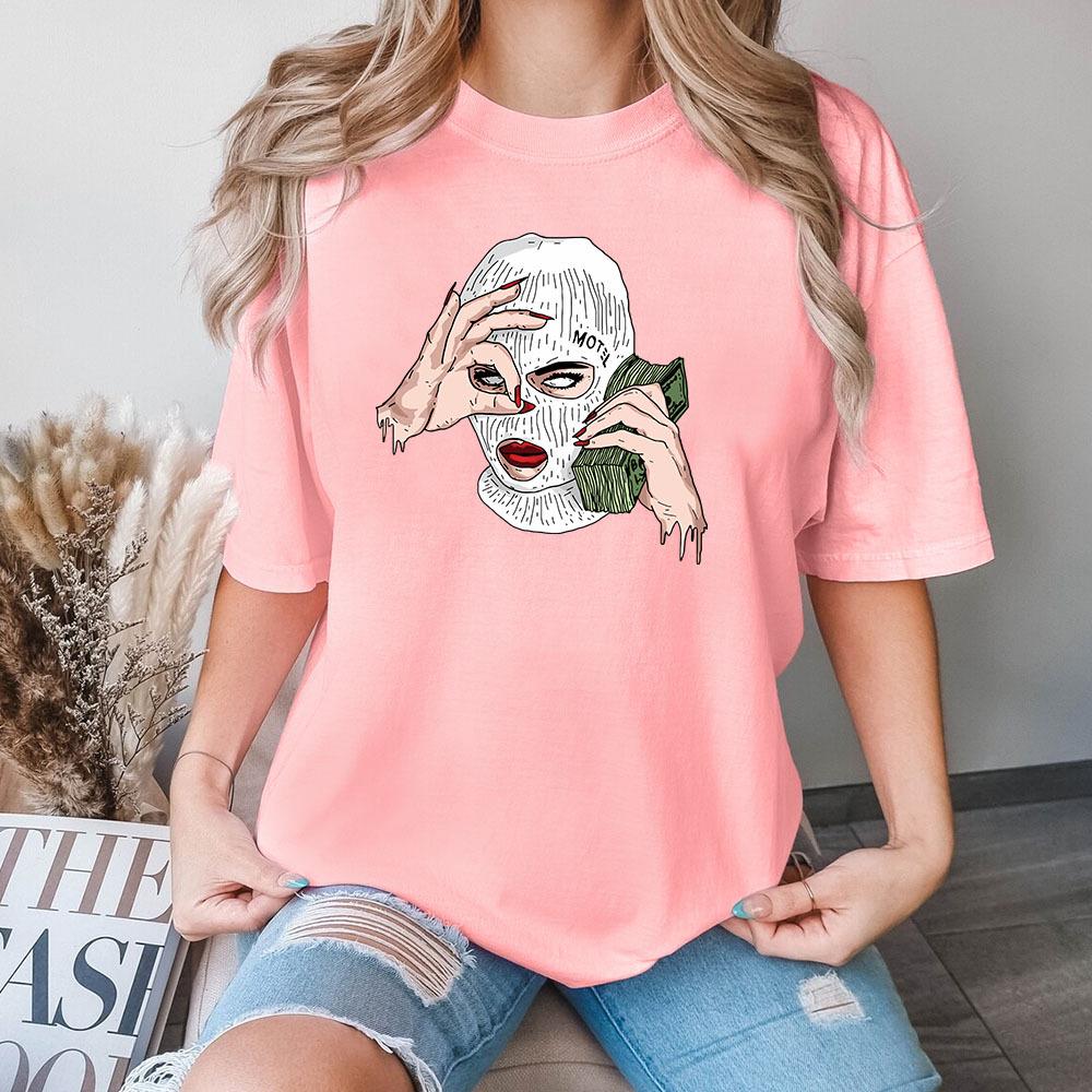 

Spoof US dollars Cotton T-Shirt Short Sleeve Round Neck Women 2d Print Tops 3XL