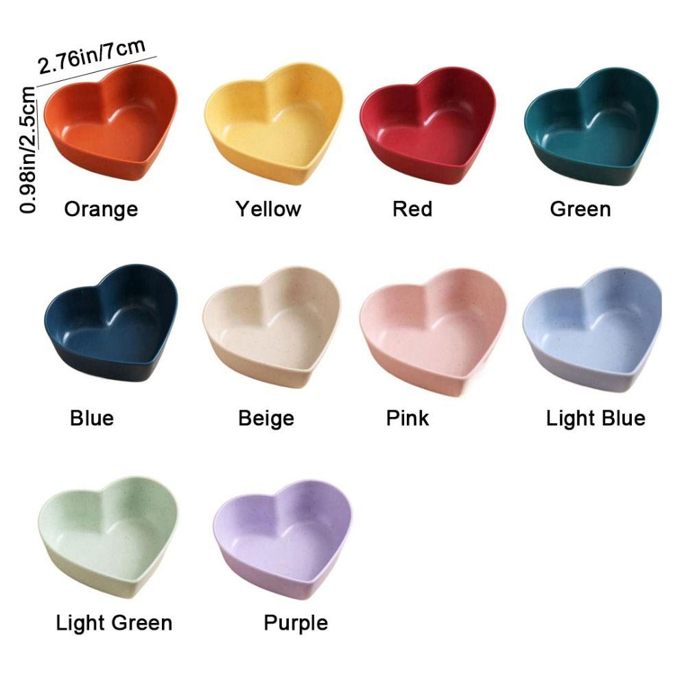 Wheat Straw Heart Shape Seasoning Dish Mini Sushi Seasoning Dish Creative Spice Plate  for Kitchen