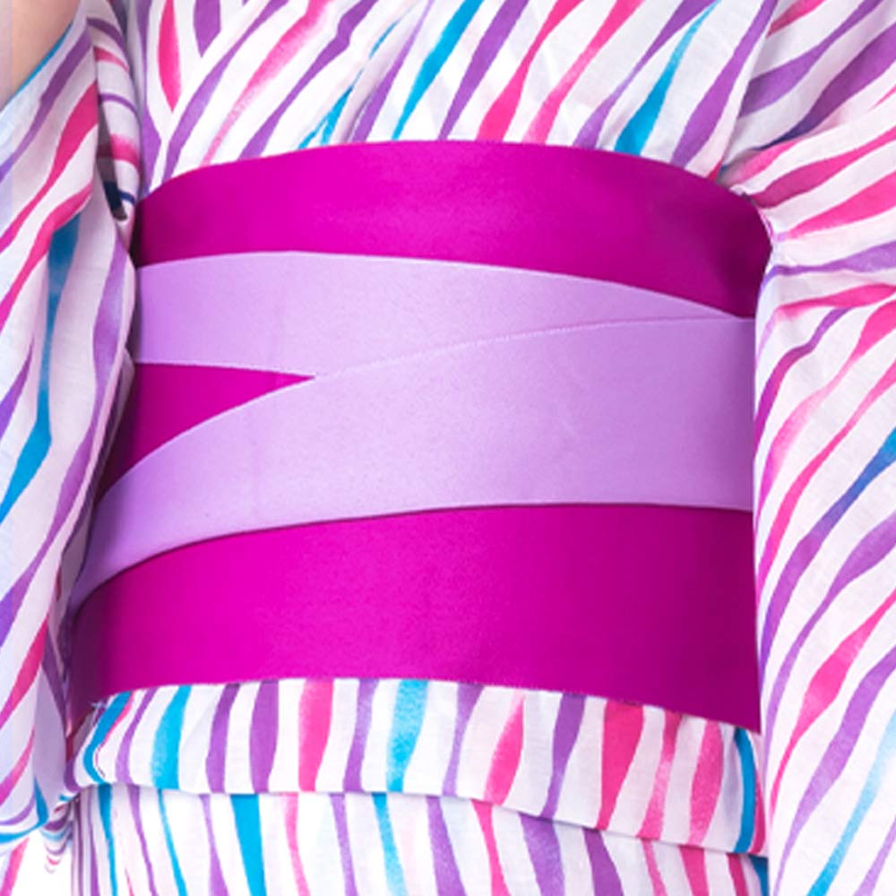 Purple X [KYOETSU] Obi, Half-width Obi, Yukata, Reversible, Plain, Long, Women's (reddish Pink)