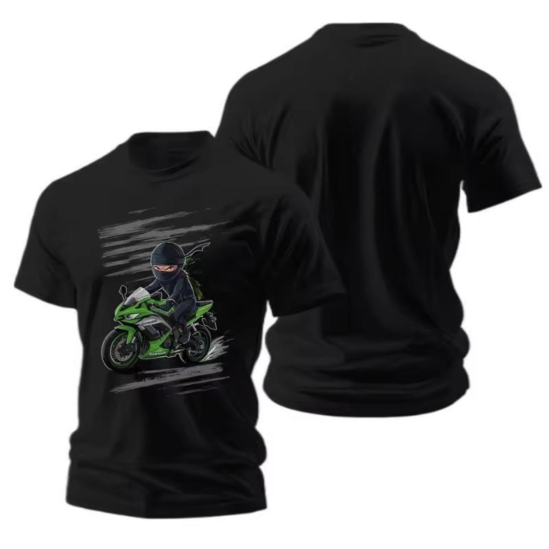 Summer Men 3D Print T-shirt Motorcycle Casual Wear Short-sleeved Cycling Suit Racing Lapel Shirt Overalls