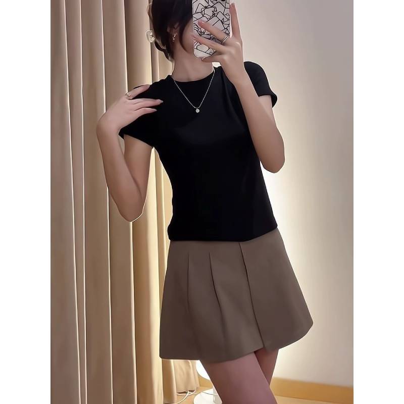 Short Sleeve T Shirt For Women With Slim Fit Cotton Blend Casual Summer Top