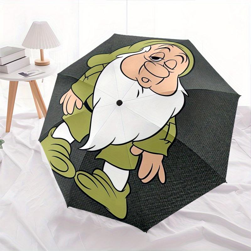 

Dwarf,Sleepy,Cartoon Theme Automatic Compact Folding Cute Umbrella - Portable and Durable, 8-Bone Iron Umbrella for All Weather0707051