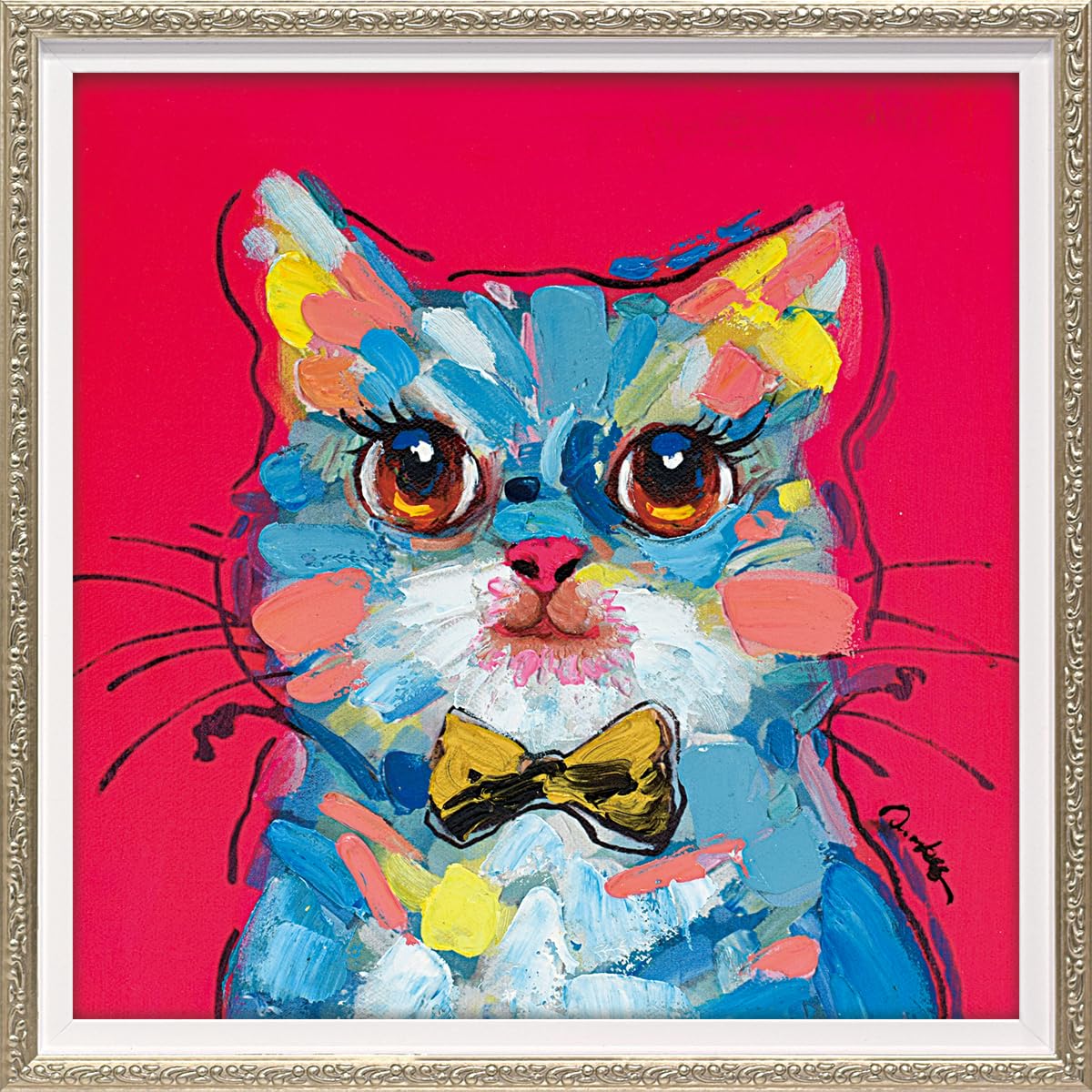 

YouPower Hand-Painted Oil Paint Art, Small, Bowtie Cat OP-07089