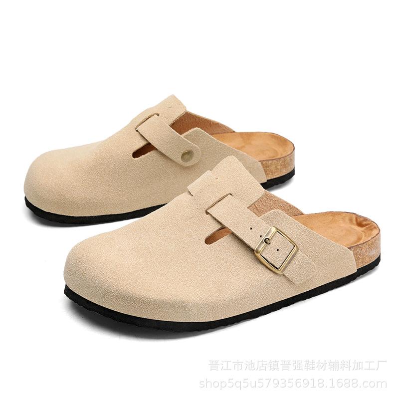 Полутапочки мужские и женские четырехсезонный тренд одна педаль пробка сумка голова тапки пара сандалии тренд повседневные тапочки 36 хаки 3929₽