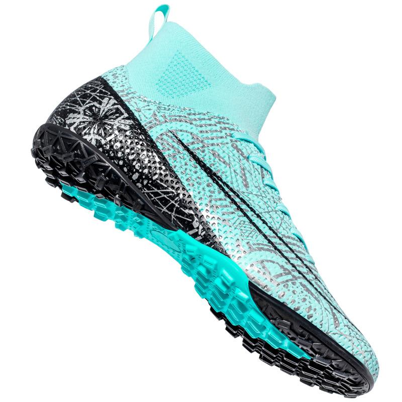 Foreign trade football shoes men's broken nails mandarin duck shoes high-top fly-woven socks male adolescent students training shoes large size