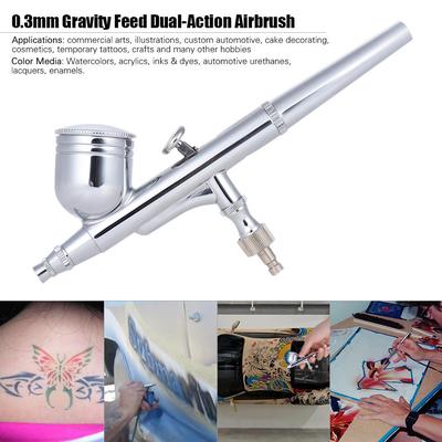 0 3mm Gravity Feed Dual Action Airbrush Paint Spray Gun Kit With