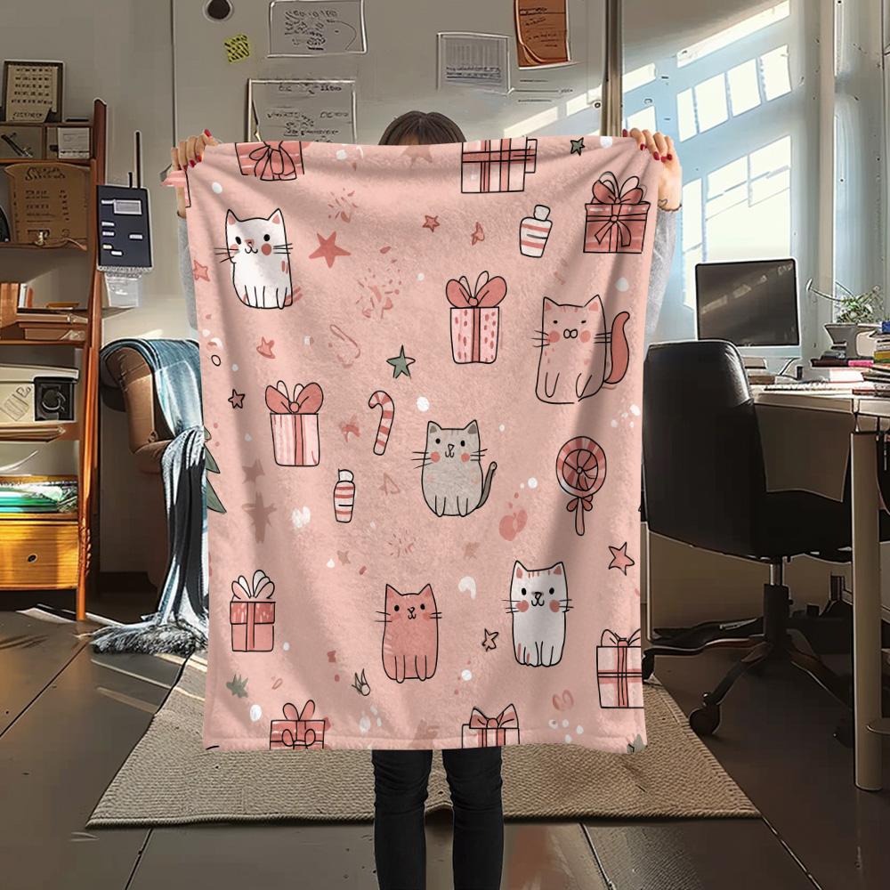 Cat Heads  Print Flannel Blanket, High Quality Comfortable for All Seasons, Home Decor, Warmth and Comfort