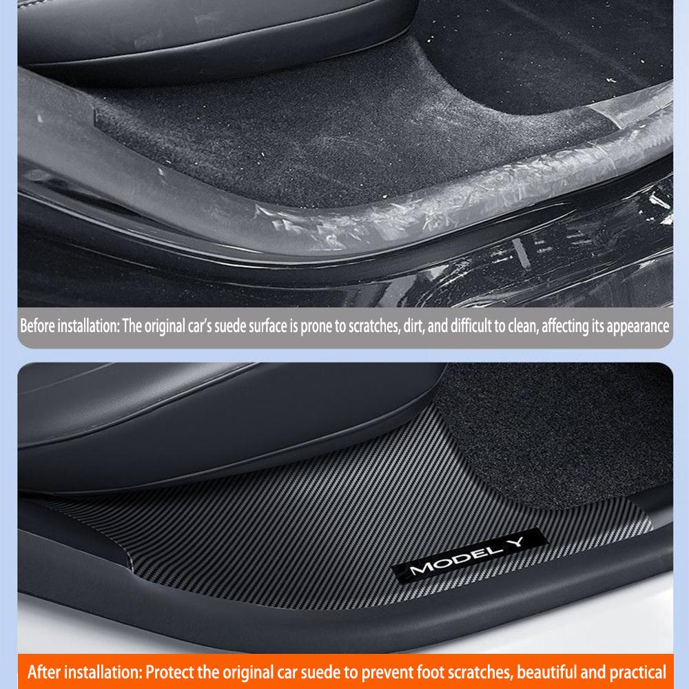 ALO1 2 4 8Pcs For Tesla Model Y Juniper 2025 ABS Front Rear Door Sill Protector Threshold Strip Anti-kick Guard Panel Waterproof Pad