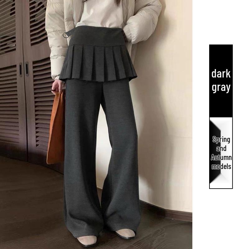 Maternity Layered Pleated Skirt Pants: Spring/Autumn 2026 Casual Micro-Flare Long Pants XL