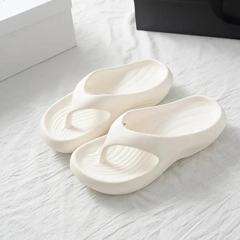 

Fashion New Thick Platform Eva Flip Flops For Women Summer Clip Toe Non Slip Beach Sandals Woman Comfortable Soft Sole Cloud Slippers 36-37 белый