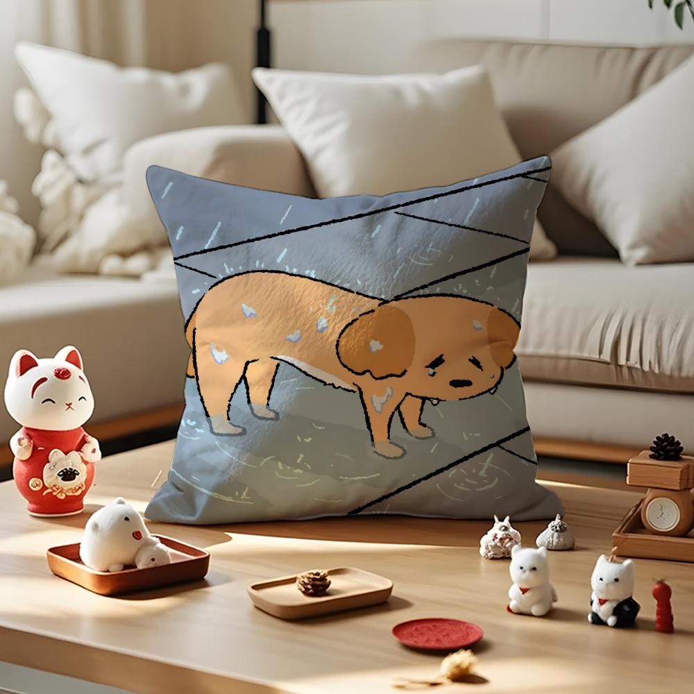 Cute Cat And Dog Cushion Cover Anti-dustmite Pillowcase Invisible Zipper Silky Short Plush Sofa Cushion Cover