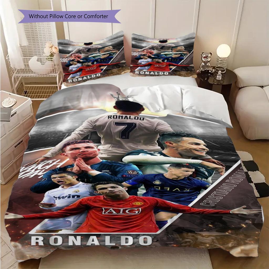 Cristiano Ronaldos Goal Triumph Bedding (1 * duvet cover + 2 * pillowcase, without core) 2D Flat Bedding set Soft and comfortable
