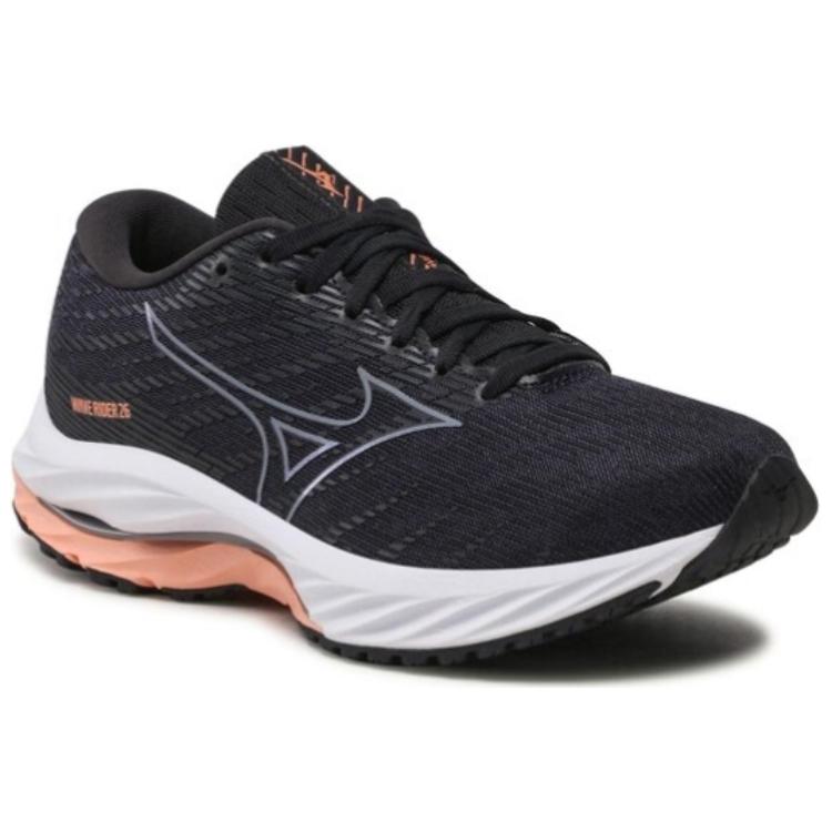 Mizuno  Wave Rider 26 Black Salmon Women Sneakers Grey Quicksilver J1GD220322