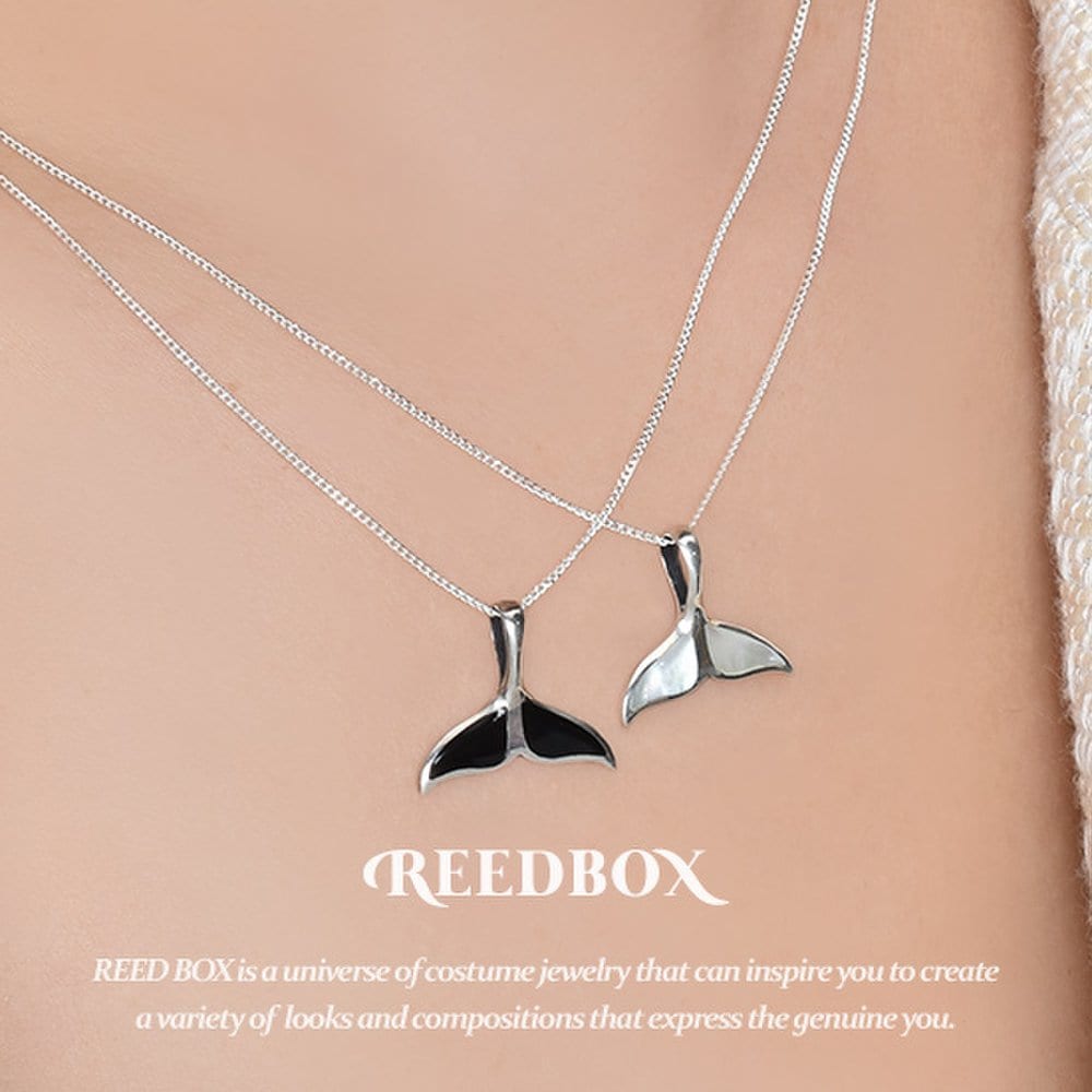 925 Silver Lucky Whale Tail Onyx Mother-of-Pearl Turquoise Gemstone Necklace