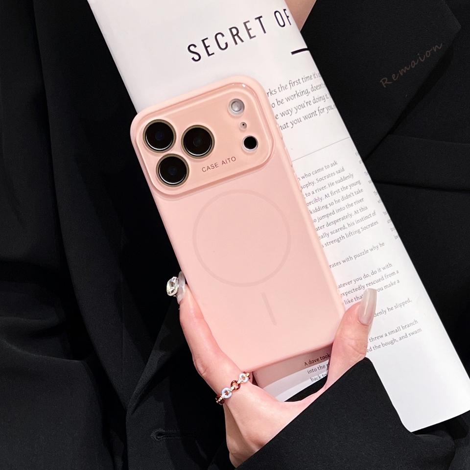 

Big Window Liquid Silicone Phone Case For iPhone 17 Air 16 15 14 Plus 12 13 16 Pro Max Magsafe Official Soft Protector Cover For iPhone 12Pro