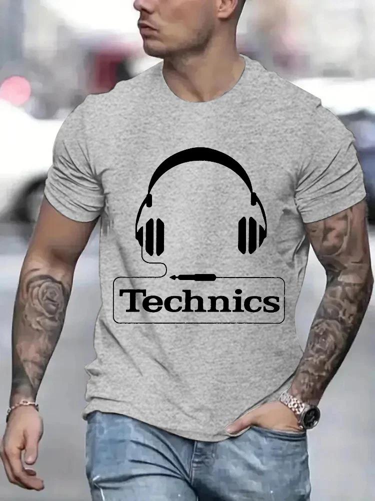 

Футболки с принтом наушников Technics, мужские модные футболки Harajuku, свободные летние футболки с коротким рукавом, модные свободные футболки DJ 4XL