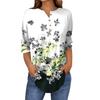 Women's Loose Button Collar Vintage Floral Print Three-quarter Sleeve T-Shirt Shirt