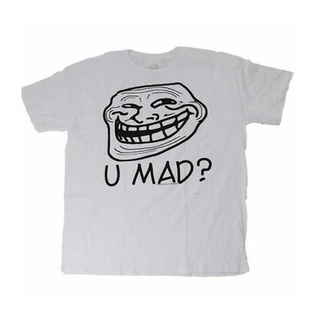 Adult Unisex Funny U Mad Troll Internet Meme Pop Culture 100% Cotton T-shirt Mens Tees Top