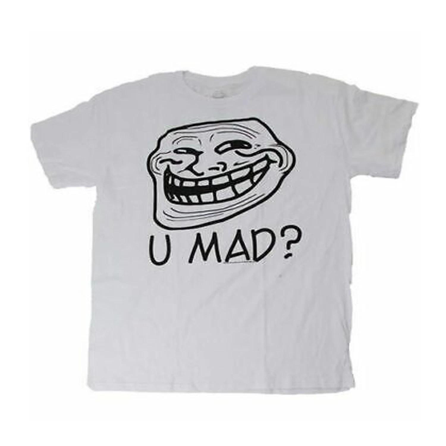 Adult Unisex Funny U Mad Troll Internet Meme Pop Culture 100% Cotton T-shirt Mens Tees Top 4XL
