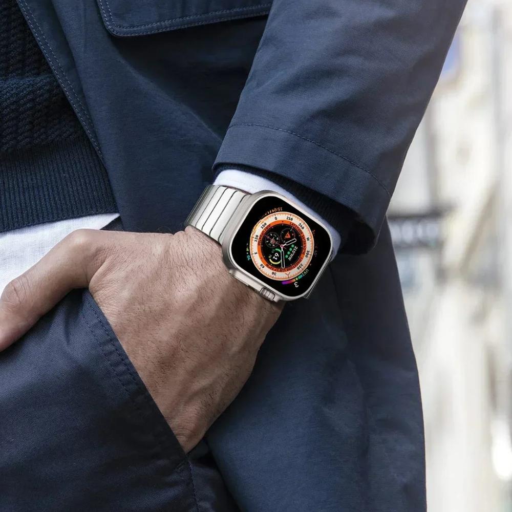 Titanium Color Bracelet for Apple Watch Ultra 2 49mm 10 46mm Stainless Steel Luxury Band for IWatch 9 8 7 6 5 4 SE 45mm 44 Strap