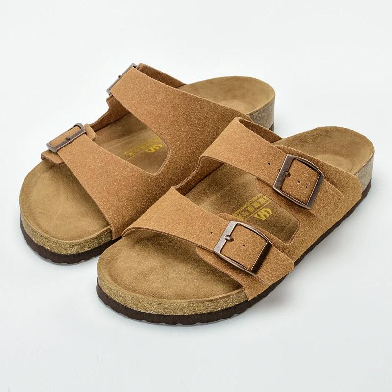 

Fashion 2025 Summer Couple Cork Sandal Men Comfort Non-slip Breathable Beach Sandals Shoes Fashion Double Buckle Casual Cool Slippers 46