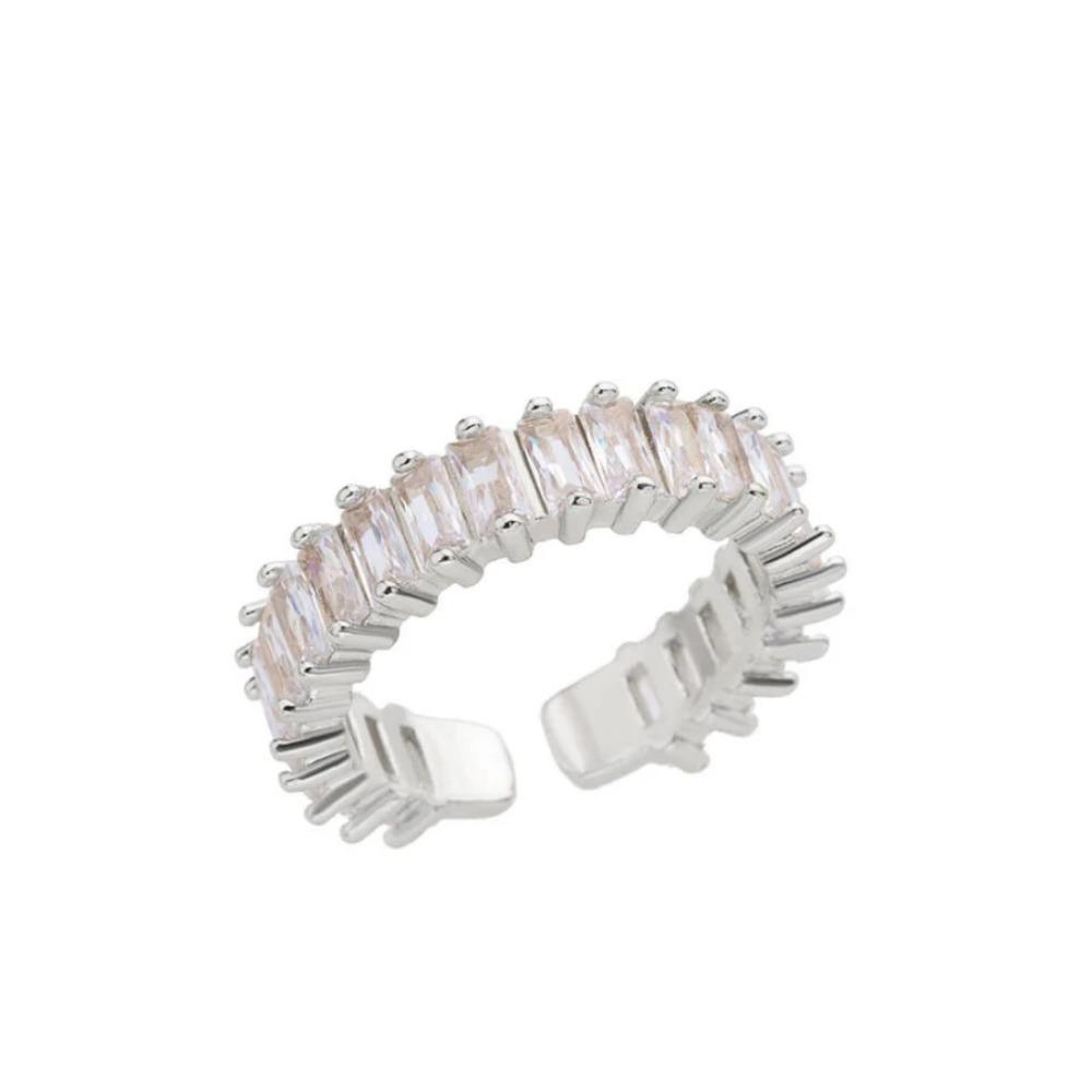 925 Sterling Silver Colored Cubic Zircon Square Rings for Women Men Gold Color Crystal Wedding Ring Luxury Jewelry Gift