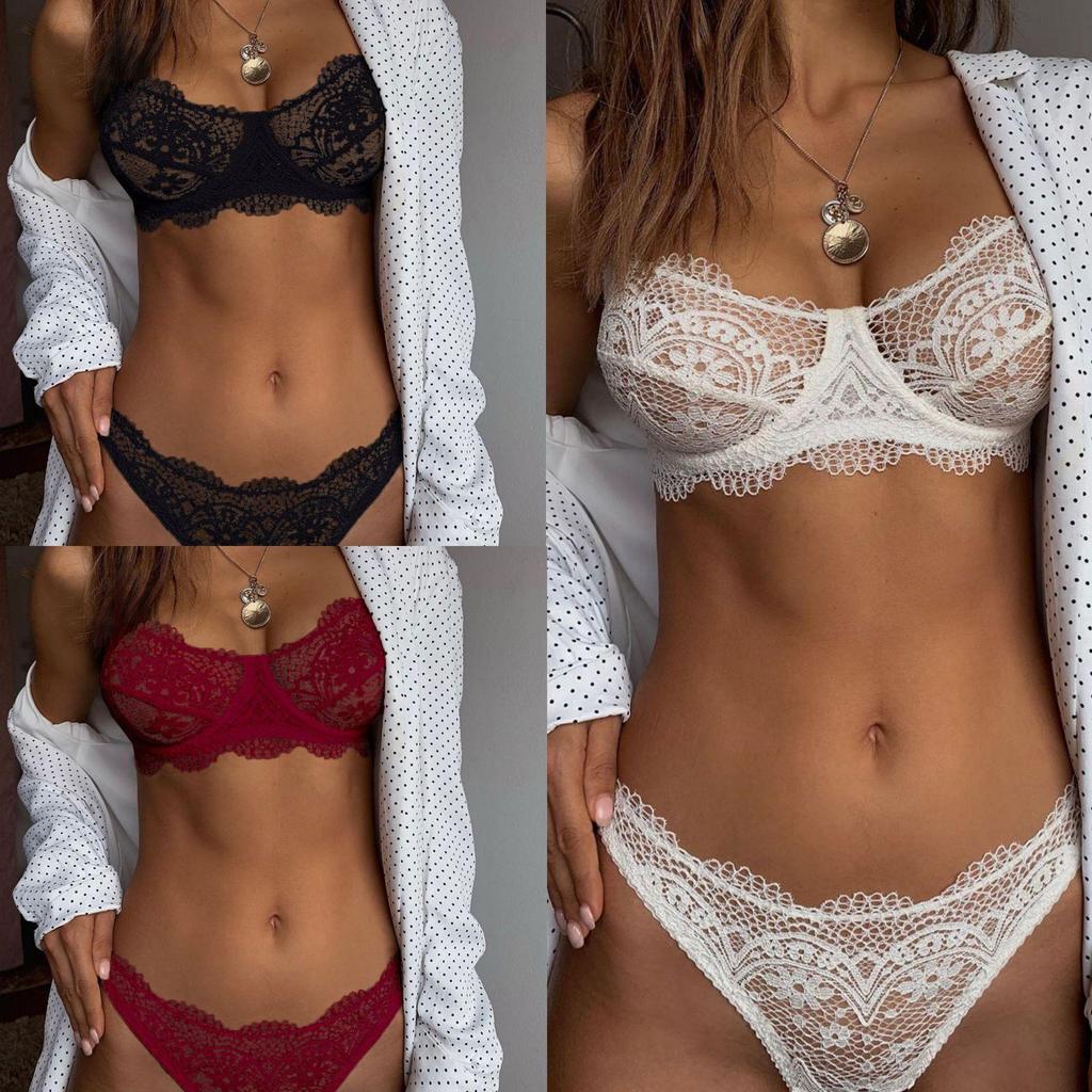 European and American Lace Camisole Bra and Triangle Panty Set - Sexy Temptation Lingerie