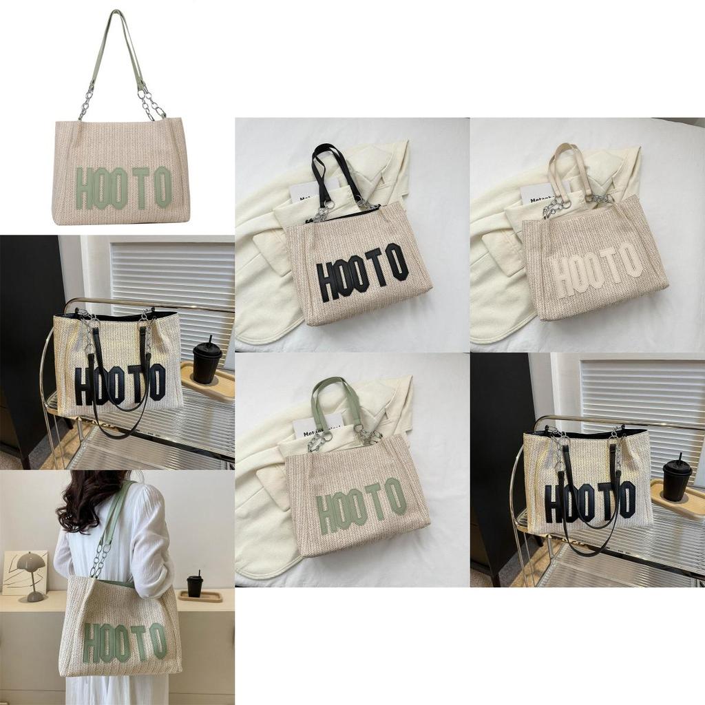 Fashionable Woven Tote Bag For Women Medium-sized Trendy Handbag In Black