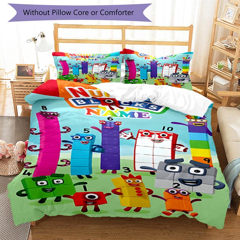 3pcs Custom Name Numberblocks Bedding Set Duvet Cover Closure Includes 1 Duvet Cover & 2 Pillowcases, Soft and Comfortable for All Seasons.