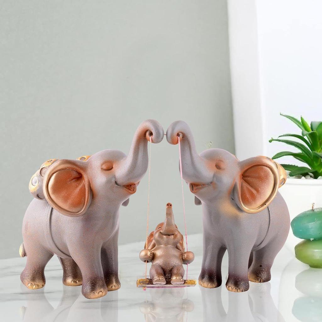 zart Decorative Elephant Family Showpiece Home
