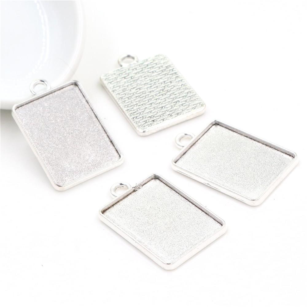 New Fashion 6pcs 18x25mm Inner Size 4 Style Rectangle Cabochon Base Setting Charms Pendant,Fit  18*25mm Rectangle Glass Cabochon