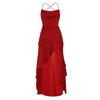 Elegant Satin Ruffle Hem Dress with Spaghetti Straps - European & American Style