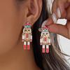 Shiny Crystal Snowflake Nutcracker Soldier Drop Earrings For Women Pink Blue Rhinestone Cartoon King Guard Earring Xmas Jewelry