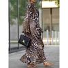 European and American Loose Leopard Print Long Sleeve Plus Size Dresses Print Long Sleeve Plus Size Dress