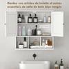 Wall-mounted bathroom cabinet, storage furniture with 2 doors, adjustable shelf and open compartments, white