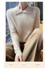 2024 Women's Solid Color Wool Knit Sweater - Autumn/Winter, Round Neck, Soft, Simple, Stylish Lapel Knitwear