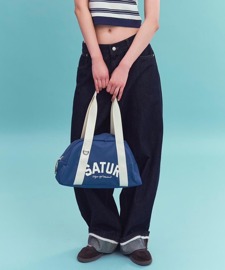 Satur Nylon Trapeze Shoulder Bag Blue