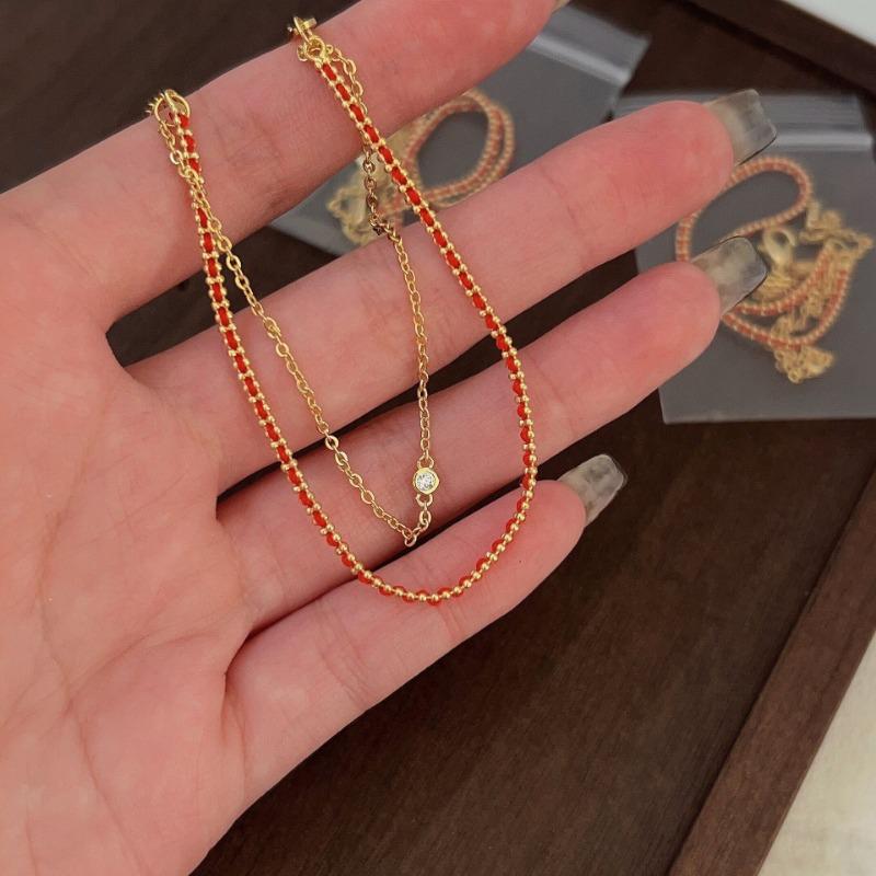 Double Layer Red Rope Bracelet Women Minimalist Chinese Style Woven Hand Chain