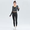 Novo conjunto de roupas de ioga nude para mulheres, tops de exercícios com transferência de umidade e suor, cintura alta, roupa fitness para ioga, conjunto de três peças