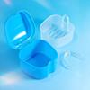 Dentures Case Portable Soaking Denture Bath Box with Strainer Basket Invisible Brace Retainer Mouth Guard Dental Aligner Container Holder